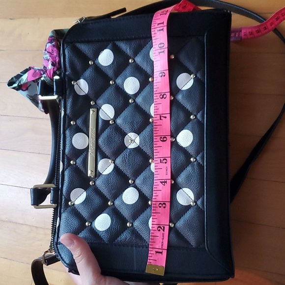 Betsey Johnson Polka dot crossbody bag. Floral scarf. Removable strap. - Picture 11 of 16
